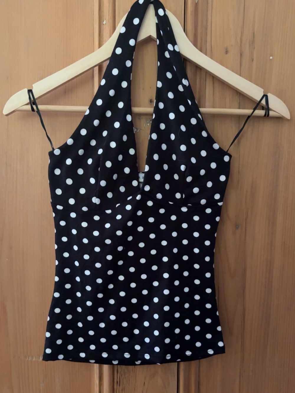 gaze Black and White Polka Dot Halter Camisole